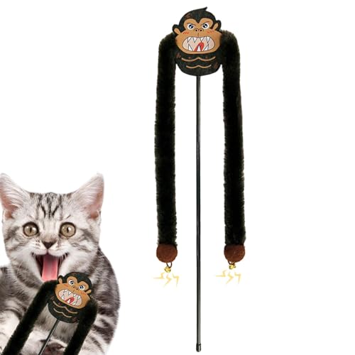 Yulokdwi Katzenstab-Spielzeug, Katzen-Teaser-Stick - Orang-Utan Spielzeug für Katzen,Katzenstockspielzeug mit Glöckchen, interaktives Katzenspielzeug, Katzenspielzeug für Hauskatzen zum Trainieren von Yulokdwi