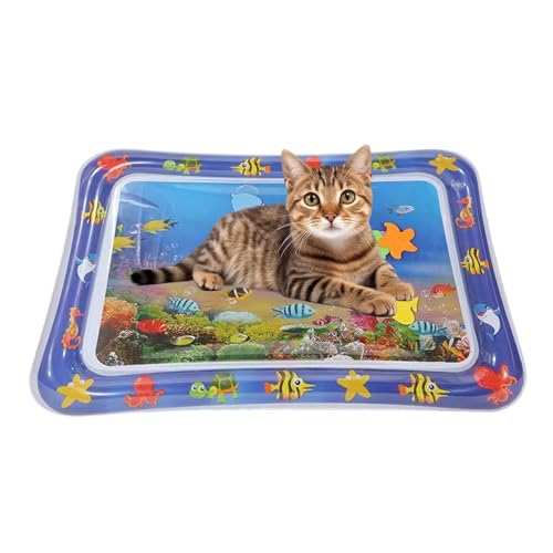 Yulokdwi Sensorische Wasserspiel Matte Für Katzen, Sensor-Wasser-Spielmatte, Kreative Katzen Wasserspiel Matte Mit Fisch, Sommer Wasserspielmatte Für Kinder, Interaktives Katzenspielzeug von Yulokdwi