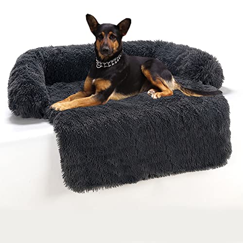 Yuly Couchkissen für Hunde und Katzen, Plüsch Hundematte Grosse Hundebett Hundesofa, Sofaschutz, Hundematratze mit Rutschfester Unterseite aus Gummigranulat, Waschbar, 80 * 75 * 13cm von Yuly