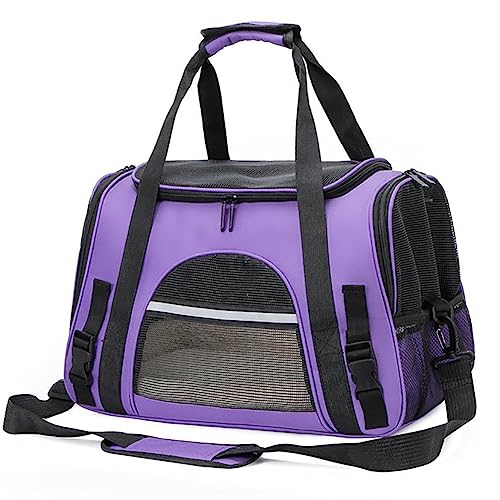 Haustier-Rucksack, Katzentrage, faltbarer Haustier-Rucksack für Katzen und kleine Hunde, abnehmbare Matte und atmungsaktives Netz, Reisen, Wandern, Outdoor (lila) von Yuly