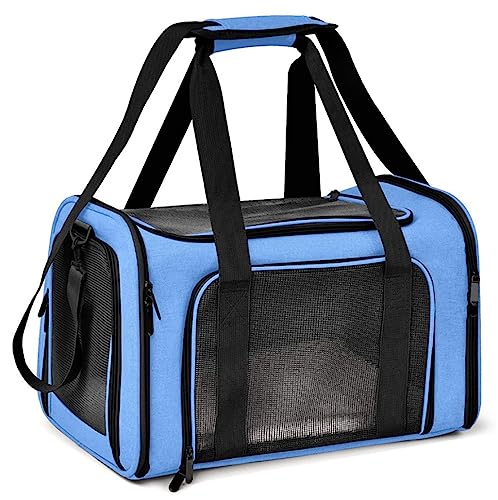 Katzentragetasche für Hunde, tragbare Katzen-Tragetasche, Öffnung oben, faltbar, Transporttasche für Hunde und Katzen, atmungsaktives Netzgewebe, Blau von Yuly