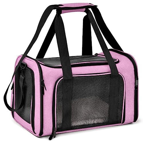 Tragetasche für Haustiere, Katzen- und Hundetragetasche, tragbare Katzen-Tragetasche, Öffnung oben mit atmungsaktivem Netz, Haustier-Reisetasche, Handtasche mit Schultergurt, Rosa von Yuly