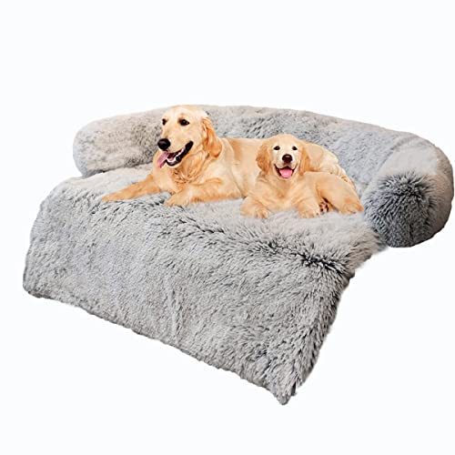 Yuly Abnehmbar Waschbar Hundebett, Hundebett mit Abgerundeten Ecken, Weiche Plüsch Hundematte, Bequemes Hundematte Geeignet für Sofa, Bett und Boden von Yuly