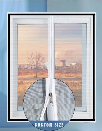 Yuly Benutzerdefinierte Fenster-Größe, kratzfestes Fensternetz, Anti-Moskito-Insekten-Fliegengitter, Fensterschutz mit selbstklebendem Klebeband, Balkon-Katzensicherheitsnetz mit Reißverschluss von Yuly