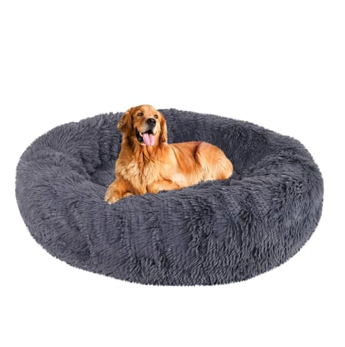 Yuly Donut Hundekorb, Katzenbett, Anti-Angst Deluxe Plüsch Hundebetten, Hochwertiges Hundebett mit Rutschfestem Unterseite, Tragbar Hundekorb für Zimmer, Kiste, Haustierhaus von Yuly