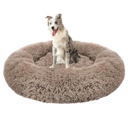 Yuly Donut Katzenbetten, Hundekissen, Langer Plüsch Hundebett, Anti-Angst Katzenkissen, rutschfest Hundebetten, Waschbar Haustierbett für Katzen, Große, Mittelgroße & Kleine Hunde von Yuly