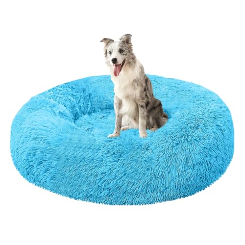 Yuly Donut Katzenbetten, Hundekissen, Langer Plüsch Hundebett, Anti-Angst Katzenkissen, rutschfest Hundebetten, Waschbar Haustierbett für Katzen, Große, Mittelgroße & Kleine Hunde von Yuly