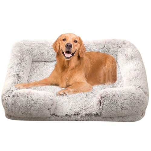 Yuly Ergonomisches Hundebett für große & kleine Hunde,Orthopädisches Hundekissen,Flauschige Hundesofa,Hundecouch mit eierförmiger Kistenschaum,Waschbar & rutschfest (XL-110x70x20cm,Ombré-Braun) von Yuly