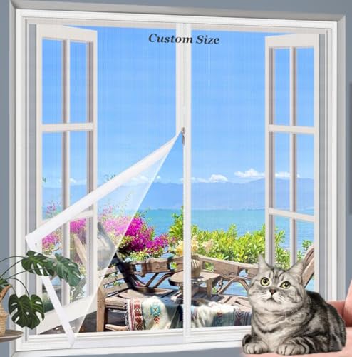 Yuly Fenstergitter für Katzen, individuelle Größe, Katzensicherheitsnetz, selbstklebend, Anti-Moskito-Fenster-Fliegengitter, halbtransparentes Fenstergitter von Yuly