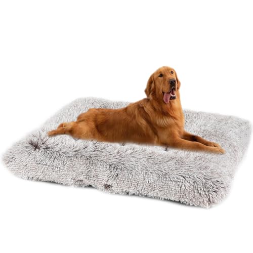 Yuly Hundebett,Flauschiges Hundebett Grosse Hunde,Länger Plüsch Hundekissen,weiche Polsterung,rutschfeste Unterseite,Orthopädisches Hundebett,Maschinenwaschbar Hundekorb (65x48cm,Ombré-Kaffee) von Yuly