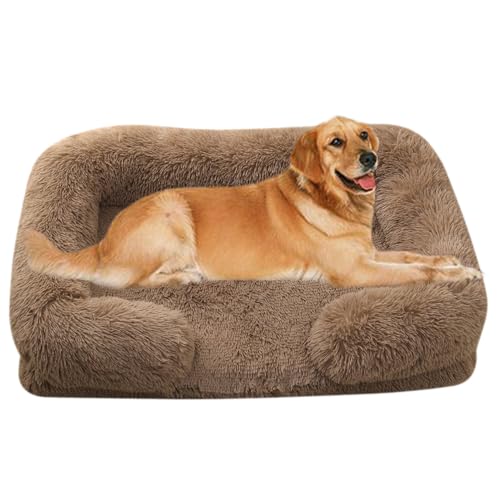 Yuly Hundebett,Orthopädisches Hundesofa,Eierförmiger Kistenschaum Hundekorb,Flauschiges Hundebett für kleine und große Heimtiere,Waschbar Hundekissen Wasserdicht rutschfest (L-80x55x15cm,Khaki) von Yuly