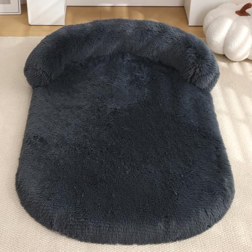 Yuly Hundebett Flauschig Grosse Hunde XXL,Orthopädisches Hundekissen,Memory Foam Hundekorb,Waschbar Hundesofa,Rutschfester Unterseite,Hundecouch mit Hohem Rand (65x50x12cm,Dunkelgrau) von Yuly