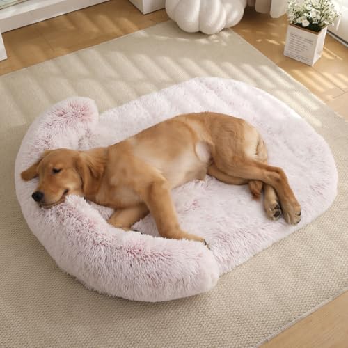 Yuly Hundebett Plüsch,Orthopädisches Hundematte Grosse Hunde,Hundekissen Flauschig,rutschfeste Unterseite Hundekorb,Memory Foam Hundesofa,Abnehmbar und Waschbar (150x80x18cm,Ombré-Rosa) von Yuly