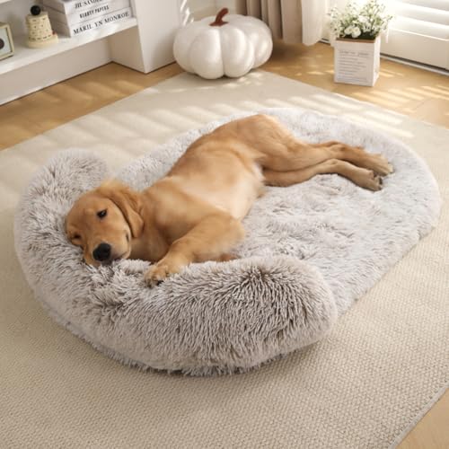 Yuly Hundebett Plüsch,Orthopädisches Hundematte Grosse Hunde,Hundekissen Flauschig,rutschfeste Unterseite Hundekorb,Memory Foam Hundesofa,Abnehmbar und Waschbar (65x50x12cm,Ombré-Braun) von Yuly