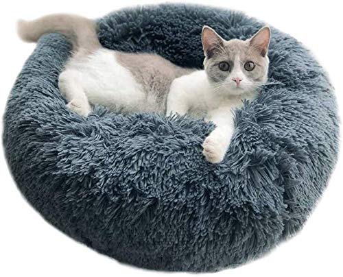 Yuly Hundebett | Rundes Plüsch Haustier Katze Nest | Extra weicher bequemer niedlicher Donut Schlafsack | Waschbares Puppy Sofa Kissen Bett für Katzen und Hunde von Yuly