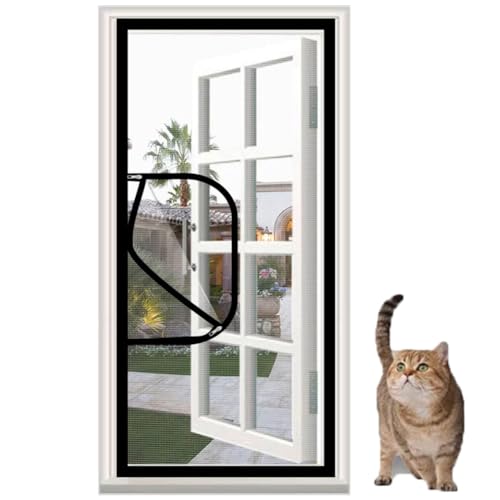 Yuly Katzen-Fensterschutz, selbstklebend, Katzensicherheitsnetz, Fliegengitter, Anti-Moskito-Insektennetz für Balkon, Küche, abnehmbares, waschbares Netz von Yuly