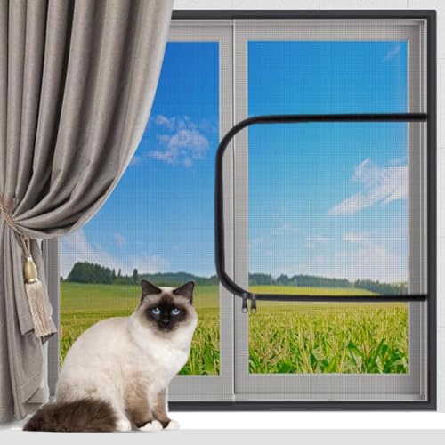 Yuly Katzen-Fensterschutznetz, individuelle Größe, Katzensicherheitsnetz, Doppelreißverschluss, selbstklebend, Anti-Moskito-Insektennetz, Balkon-Fensterschutz, Fliegengitter von Yuly