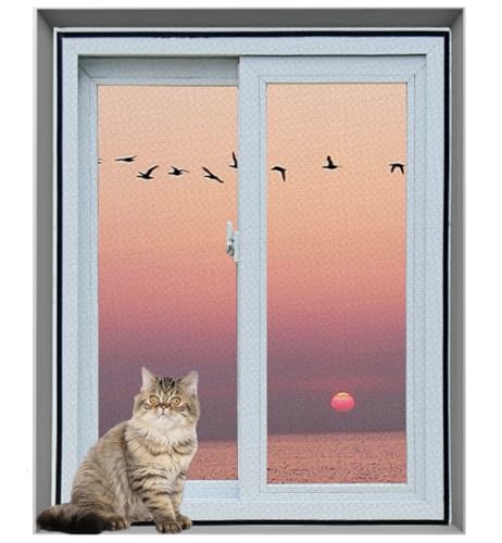 Yuly Katzensichere Fensternetze, Katzensicherheitsnetz, doppelter Reißverschluss, selbstklebendes Netz, Fensterschutz, Insektenschutz, Mückengitter, einfache Installation, Fliegen und Insekten von Yuly