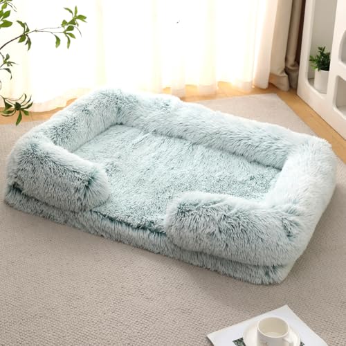 Yuly Orthopädisches Hundebett,Hundesofa für große & kleine Hunde,Hundekissen,Flauschige Hundematte,Hundecouch mit eierförmiger Kistenschaum,Waschbar & rutschfest (M-60x48x15cm,Ombré-Grün) von Yuly