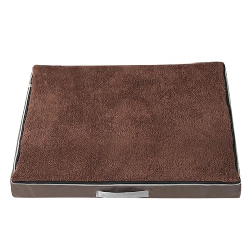 Yuly Orthopädisches Hundebett XXL Grosse Hunde,Premium Hundekissen,Memory Foam Hundekorb,plüsch Hundebett mit rutschfeste Unterseite und Seitengriff,Waschbar & Pflegeleicht (90x70x10cm,Braun) von Yuly