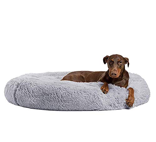 Yuly Super weiches Hunde-/Katzenbett, flauschiger Donut-Schlafsack, bequem, warm, rund, Nesting-Sofa, für kleine, mittelgroße und große Hunde, Katzen, 50 x 20 cm, Hellgrau von Yuly