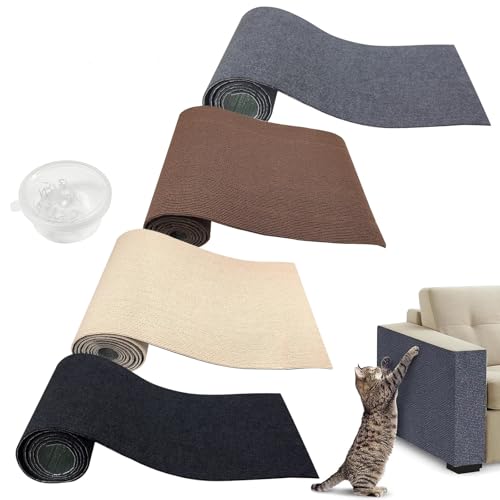 Selbstklebend Kratzbretter Katze,Kratzmatte Katze Wand,DIY Trimmbarer Teppich Matte Pad Katzenkratzbretter,Kratzbrett Katzen Sofa,Katzenteppich für Kratzbaum(4 Stück,100cm*30cm) von YumSur