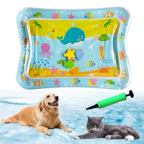 Sensor-Wasser-Spielmatte, verdickte Wassersensor-Spielmatte für Katzen und Hunde, verdickte sensorische Wasserspielmatte für Katzen mit Fischen für Haustierspiele, Katzenhund, Wassersensor-Pad, von YumSur