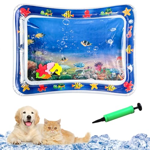 Wassermatte Katze, Water Sensory Play Mat Cat Verdickte Wasserspielmatte Katze Aquarium Themen Pet Play Wassersensor-Spielmatte Mit Fisch Kühl Und Bequem Für Haustiere von YumSur