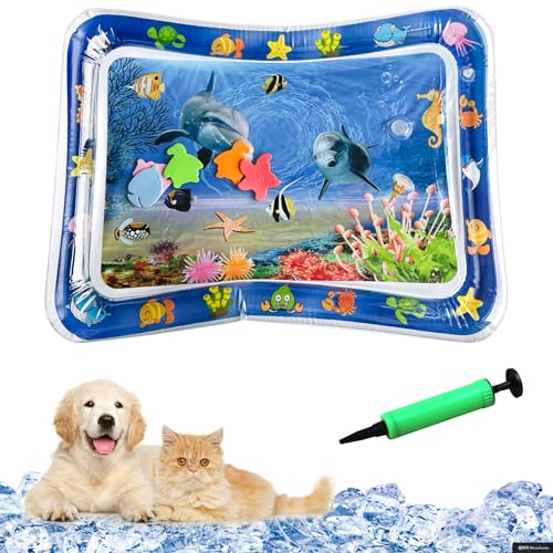 Water Sensory Play Mat Cat, Sensory Water Playmat Katzen Hund, Verdickte Wasserspielmatte Katze, Aquarium Themen Tummys Time Wassermatte für Hund und Haustiere von YumSur