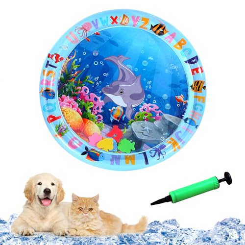 Water Sensory Playmat Cats,Inflatable Cooling Mat for Cats,Sensory Water Playmat Katzen Hund,Verdickte Wasserspielmatte Katze,Sommerliche Spielwasser-Sensormatte Für Kleine Hunde Und Katzen (style 2) von YumSur