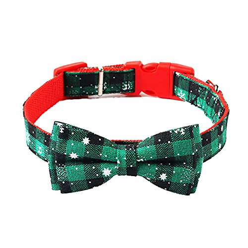 Yumech Weihnachten Hund Kragen Rot Grün Plaid Pet Bowtie Halskette Einstellbare Haustier Training Kragen mit Schnalle für Small Medium Large Hunde Katzen Weihnachten Kostüm von Yumech