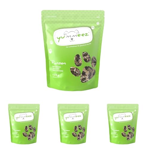 Yummeez Pansen Leckerli - Hundeleckerli als kleine Knöchelchen - getreidefrei mit hohem Fleischanteil - perfektes Leckerchen für Training oder Belohnung (1 x 175 g) (Packung mit 4) von Yummeez