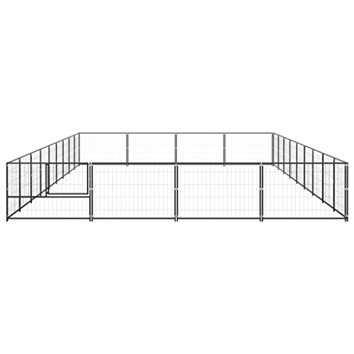 36m ² Schwarzer Stahl Hund Laufs Tall Haustier Zaun, Heavy Duty Anti Rost, Gesamtgröße 354,3 in X 157,5 in X 27,6 in, Panel Größe 39,4 in X 27,6 in von Yunir