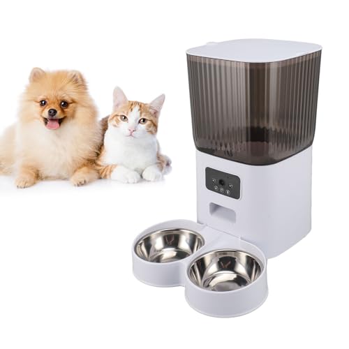 Automatischer Futterspender für Haustiere, 5 L Fassungsvermögen, Zerlegbare Futterspender für Katzen und Hunde mit APP-Fernbedienung, Portionskontrolle, (Doppelte Schüssel mit von Yunir