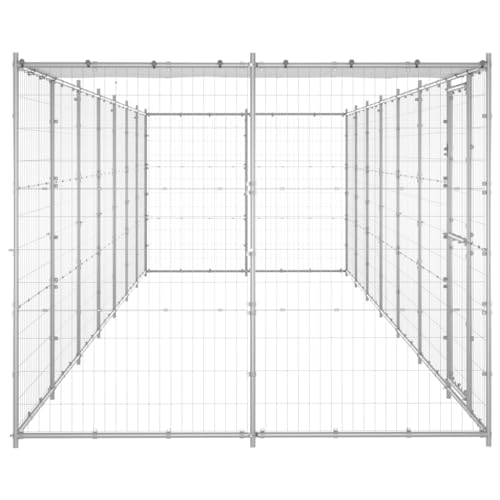 Extra Große Hundehütte für den Außenbereich mit Dach, 16,94 Quadratmeter Verzinkter Stahl mit Abschließbarem Riegelsystem, 303,15 X 86,61 X 70,87 Zoll, Robuste Hundehütte für von Yunir