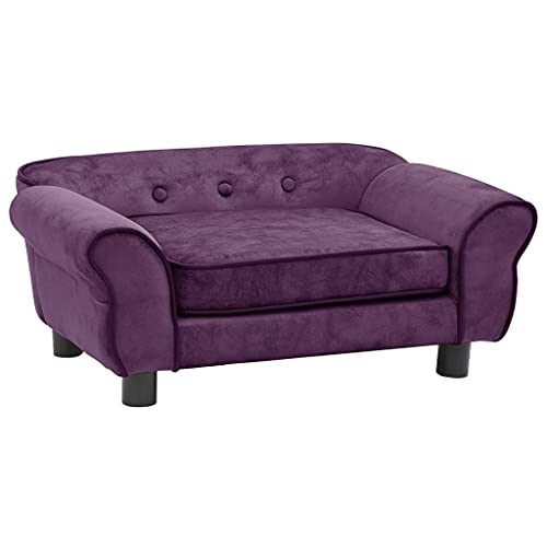 Großes Hundebett, Weiches Schaumstoffkissen, Luxuriöses Erhöhtes Hundesofa, Erhöhte Couch für Große Hunde, Samt-Loungebett mit Rutschfester Unterseite, 28 X 17,7 X 11,8 Zoll, Lila von Yunir