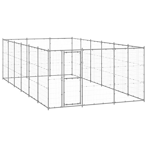 Hundebox, Große Eintürige Hundebox aus Stahl mit Schloss, Netzseitenwände, Große Sicherheit für Hunde, Langlebig, Einfach zu Montieren, Schwarz, 129,9 X 259,8 X 70,9 Zoll von Yunir