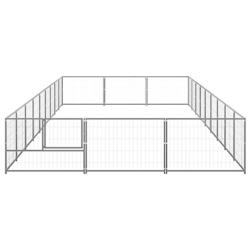 Hundegehege, Paneele 27,6 Zoll, Verzinkter Stahl-Hundezaun für den Außenbereich und Innenbereich mit Sicherem Schloss, für Mittelgroße und Kleine Hunde, Silber, 354,3 X 118,1 X von Yunir