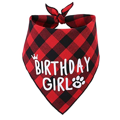 Geburtstag Mädchen Hund Bandana Hund Geburtstag Mädchen Bandana Dreieckstuch Plaid Bandana für Kleine Mittlere Hunde Geburtstag Supplies (Rot) von Yunmoxiao