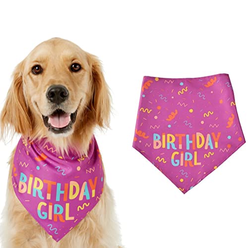 Dreieckstuch für Mädchen mit Aufschrift "Birthday Girl" für kleine und mittelgroße Hunde (Rosa) von Yunmoxiao