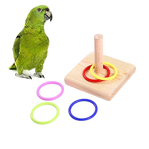 Vogel-Trainingsring-Spielzeug, hölzerner Ringturm, Vogel-Trick-Tischspielzeug, Vogel-pädagogisches Spielzeug für Papageien, Sittiche, Wellensittiche, Lovebird, Intelligenztraining von Yunmoxiao