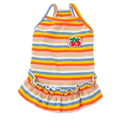 Gestreiftes Kleid für Welpen, Hunde, Hochzeitsrock, Sommerkleid mit Rüschen, Welpen, Hund und Katzen im Sommer, Urlaub, Hundekleider für mittelgroße Hunde und Mädchen von Yunnan Sourcing