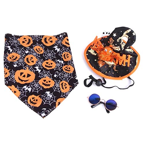 Halloween-Kostüm für Hunde, dreieckiges Handtuch und Brille, Weihnachts-Kostüm, lustiges Haustier-Party, Cosplay-Bekleidung, Zubehör, festliches Haustier-Kopfbedeckung, Süßes oder Saures, für von Yunnan