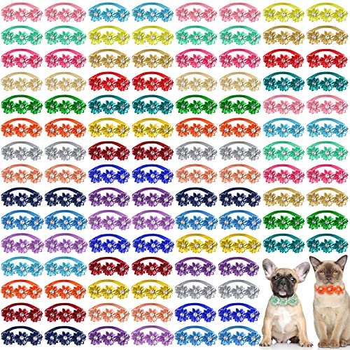 200 Stück Hunde-Fliege, verschiedene Farben, Hundehalsband mit Blume, Diamant, Kristall, Hundehalsband, Fliege, verstellbar, Blumenhalsband, Hundepflege, Zubehör für Hunde, Katze, Sommerparty, Urlaub von Yunsailing