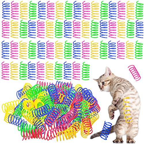 300 Stück Katzenfederspielzeug, Katzenspiralfeder, interaktives Katzenspielzeug, Selbstspiel, Kätzchenspielzeug für Katzen zum alleinigen Spielen, Katzenanreicherung, Haustier-Kunststoff-Spiralspule von Yunsailing