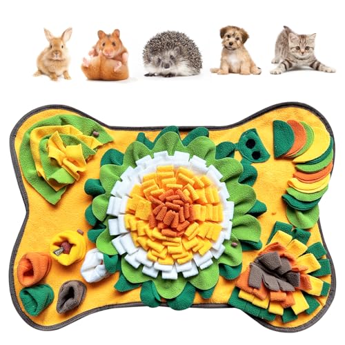 Kaninchen-Futtermatte, interaktives Futterspiel für Langeweile, kleines Haustier-Puzzle-Spielzeug, Yuoaes 43,9 x 64,8 cm, Polar-Fleece-Schnüffel-Pad, Bett, Nasenarbeit, Fütterungsmatte für Kaninchen, von Yuoaes