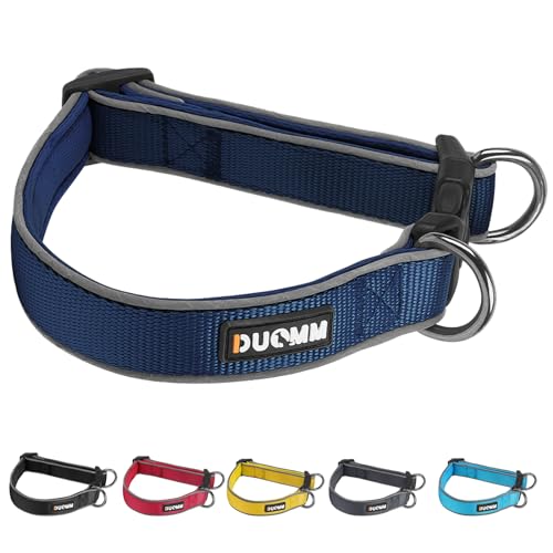 Hundehalsband, Nylon, geflochten, für große und mittelgroße Hunde, ohne Rücklauf, verstellbar, Marineblau, Größe L von Yush Zhjsm