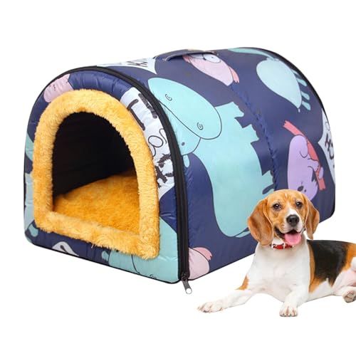 Hundehöhle,Hundehöhle im Freien,Warmes Katzennest - rutschfeste Hundehütte, waschbares Hundebett, warm, wasserabweisend, gemütliche Hundehöhle für mittelgroße und kleine Hunde von Yusheng