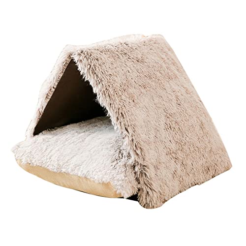 Gemütliches Haustierbett Warmes Höhlennest-Schlafbett 2 Größen Katzenzelthaus für drinnen im Freien, weich geschlossenes überdachtes Zelt für kleine Haustiere mit waschbarem abnehmbarem von Yusheng
