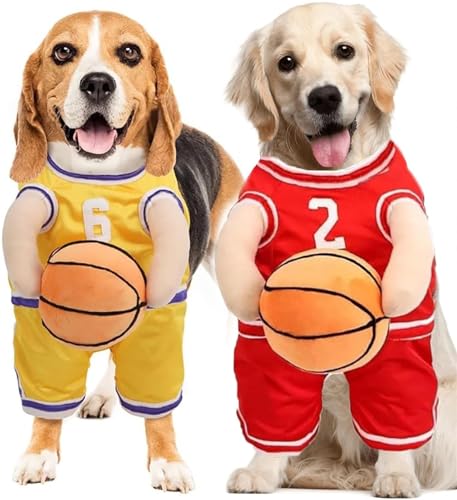 YuuFcy Hunde-Basketball-Kostüm mit Ball, Dog Basketball Halloween Costume, Hunde-Basketball-Kostüm mit Ball, Basketball-Hundekostüm, Dog Halloween Costume Basketball Player, Hundekleidung (2PCS,L) von YuuFcy